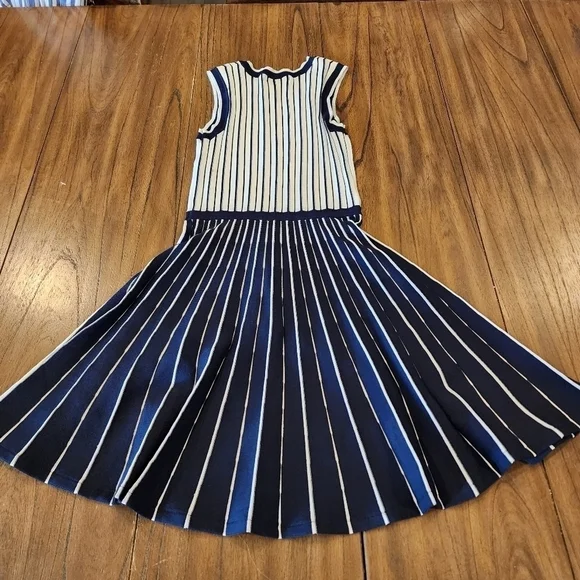 Jason Wu Sleeveless Blue White Stripe pleated knit Swing Mini dress XS - Picture 4 of 13